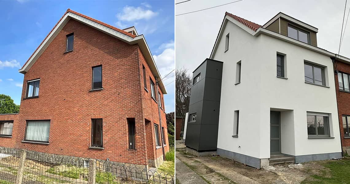 gevelrenovatie voor en na